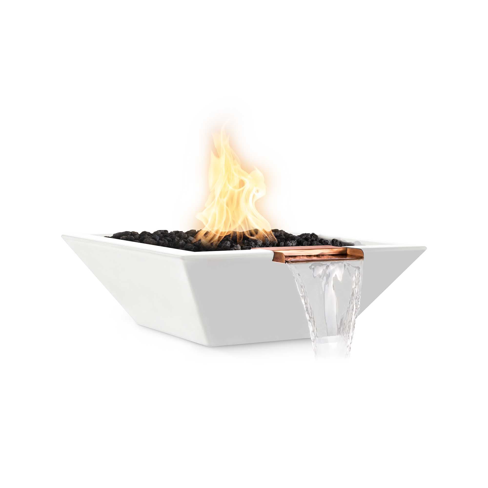 The Outdoor Plus Maya 24-Inch Square 45,000 BTU GFRC Concrete Natural Gas Fire & Water Bowl with Electronic Ignition - Limestone thumbnail 1