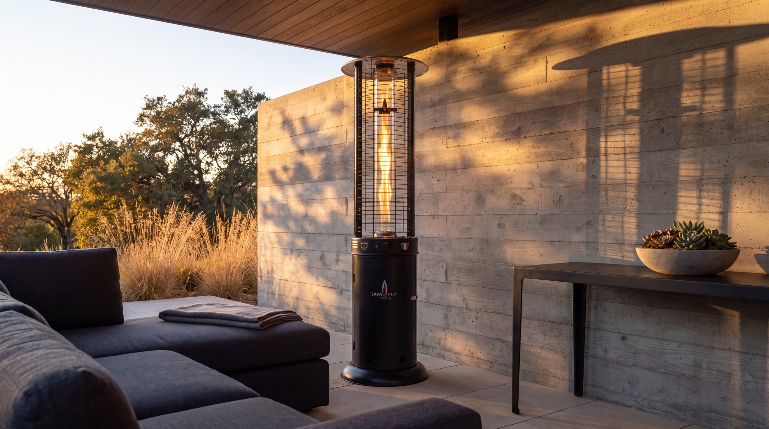 Lava Heat Italia Opus Lite 56,000 BTU Gas Freestanding Flame Tower - Hammered Black thumbnail 2