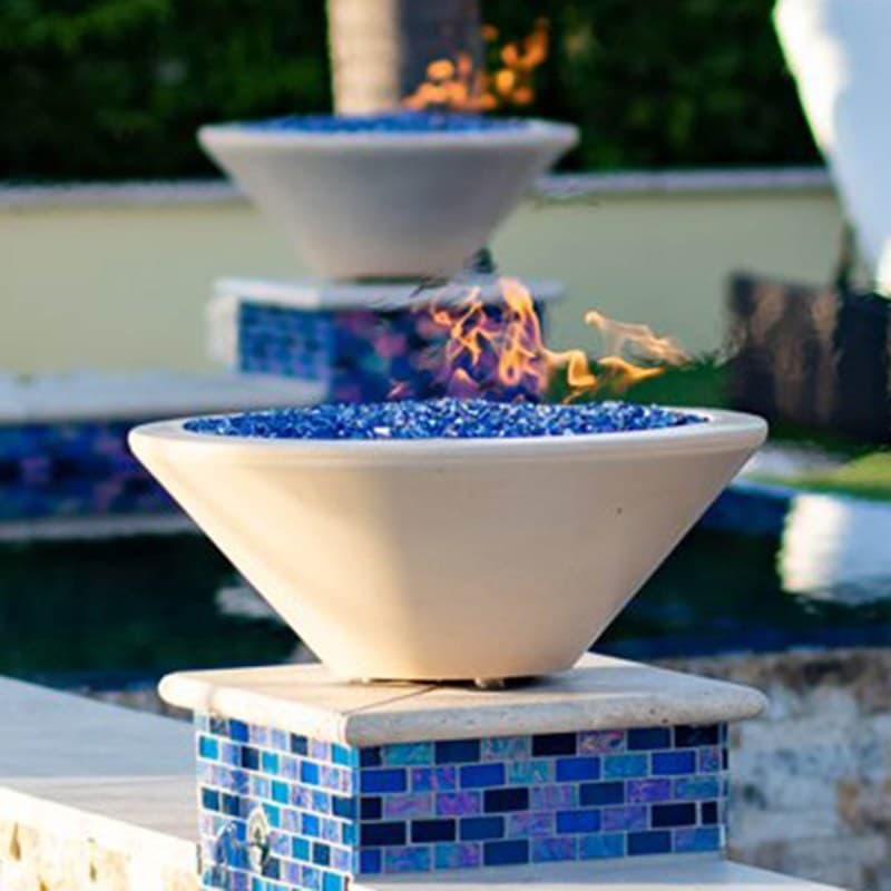 The Outdoor Plus Cazo 36-Inch Round 65,000 BTU GFRC Concrete Natural Gas Fire & Water Bowl with Electronic Ignition - Ash thumbnail 2