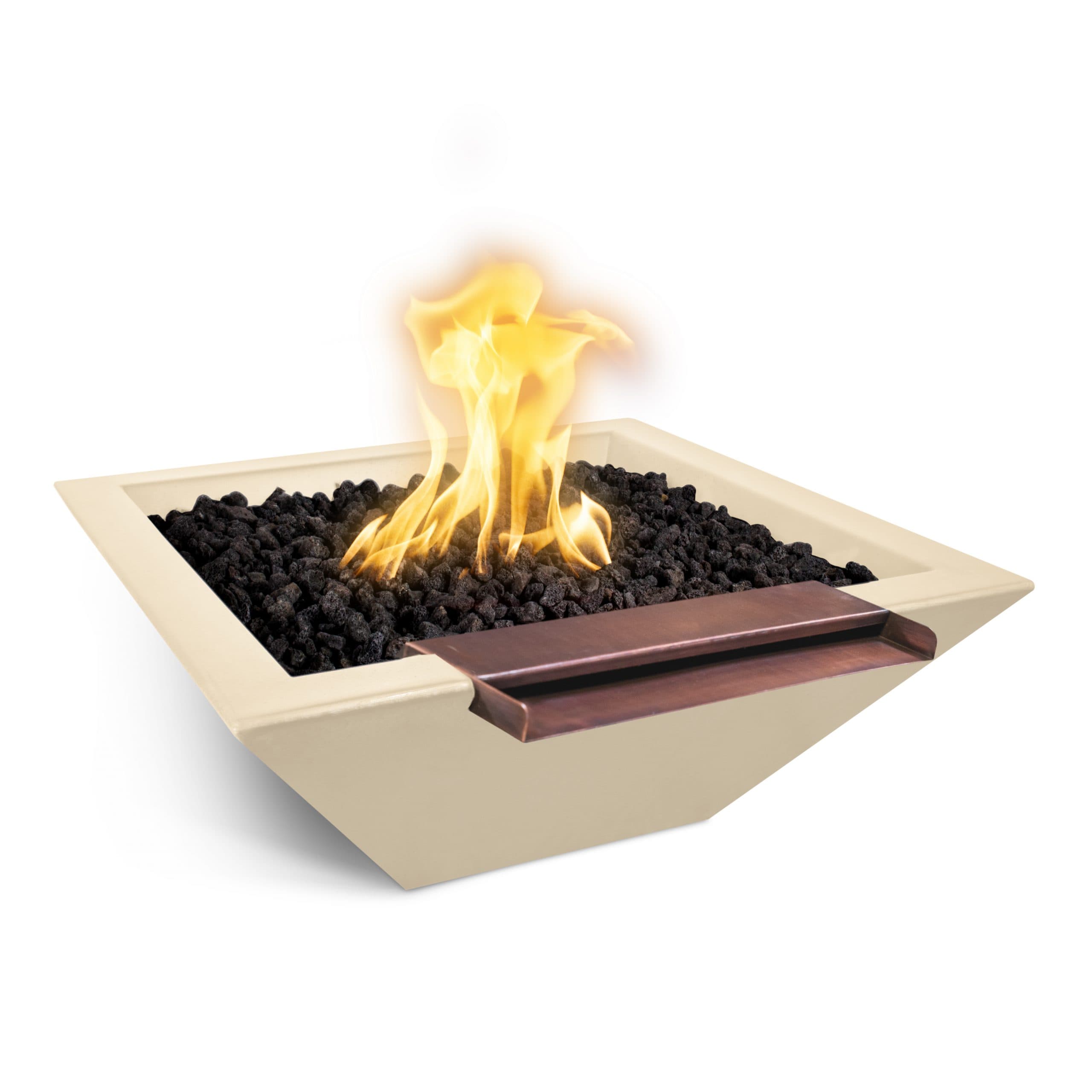 The Outdoor Plus Maya 24-Inch Square 45,000 BTU GFRC Concrete Propane Gas Fire Bowl with Electronic Ignition - Vanilla thumbnail 1