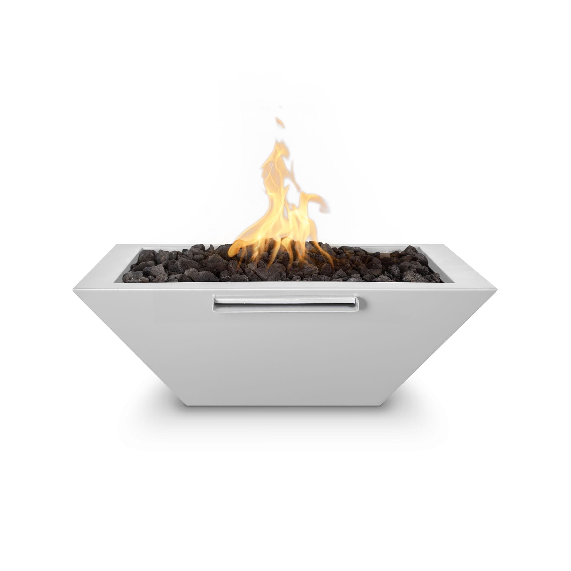 The Outdoor Plus Maya 24-Inch Square 45,000 BTU Powder-Coated Steel Natural Gas Fire & Water Bowl with Electronic Ignition - White thumbnail 1