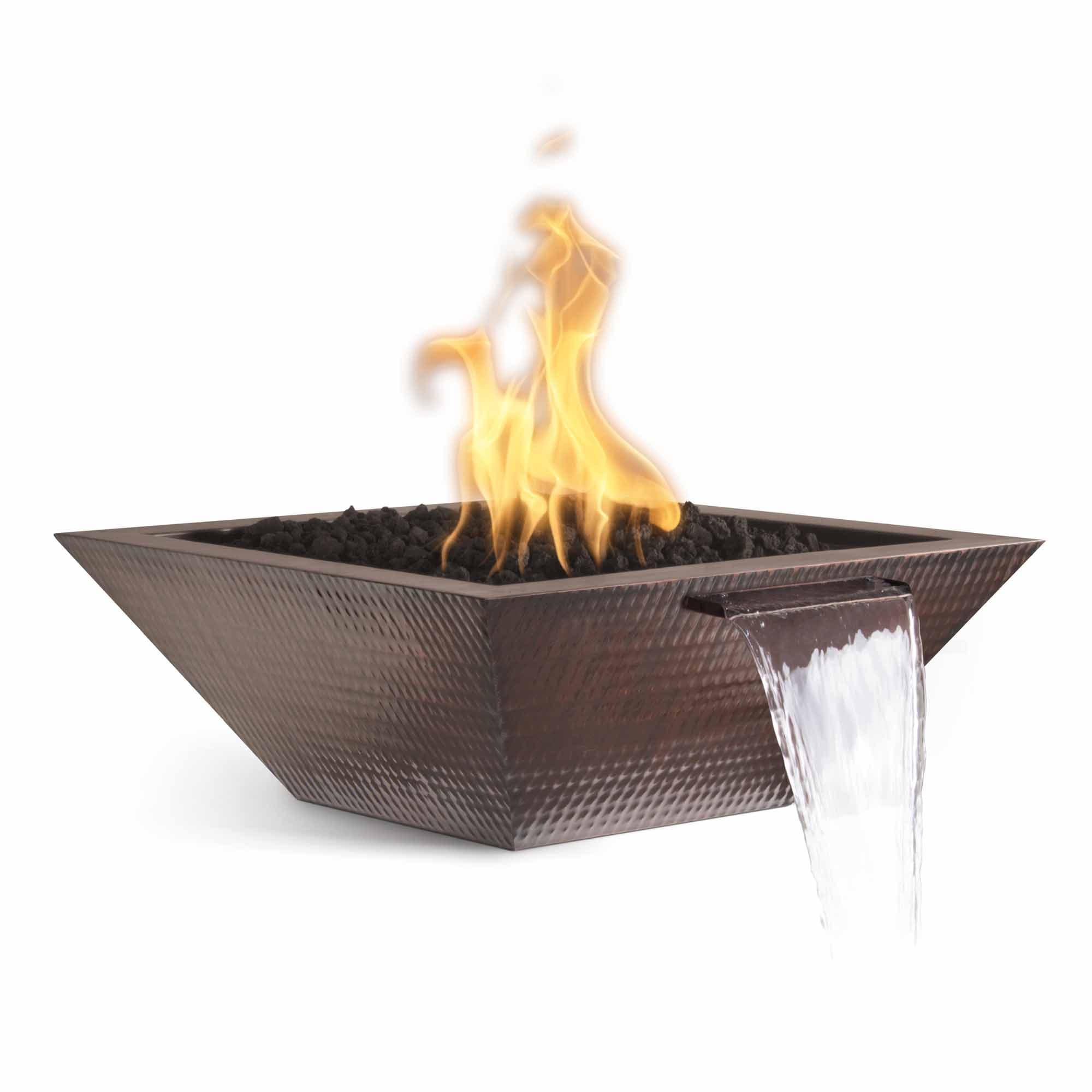The Outdoor Plus Maya 24-Inch Square 45,000 BTU Hammered Copper Propane Gas Fire & Water Bowl with Electronic Ignition thumbnail 1