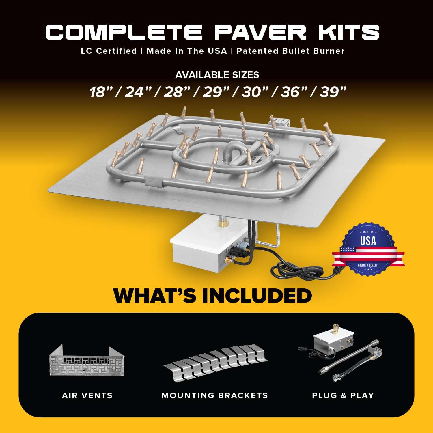 The Outdoor Plus Cabo 60-Inch Square 65,000 BTU Stainless Steel Propane Gas Fire Pit Table with Plug & Play Ignition thumbnail 1