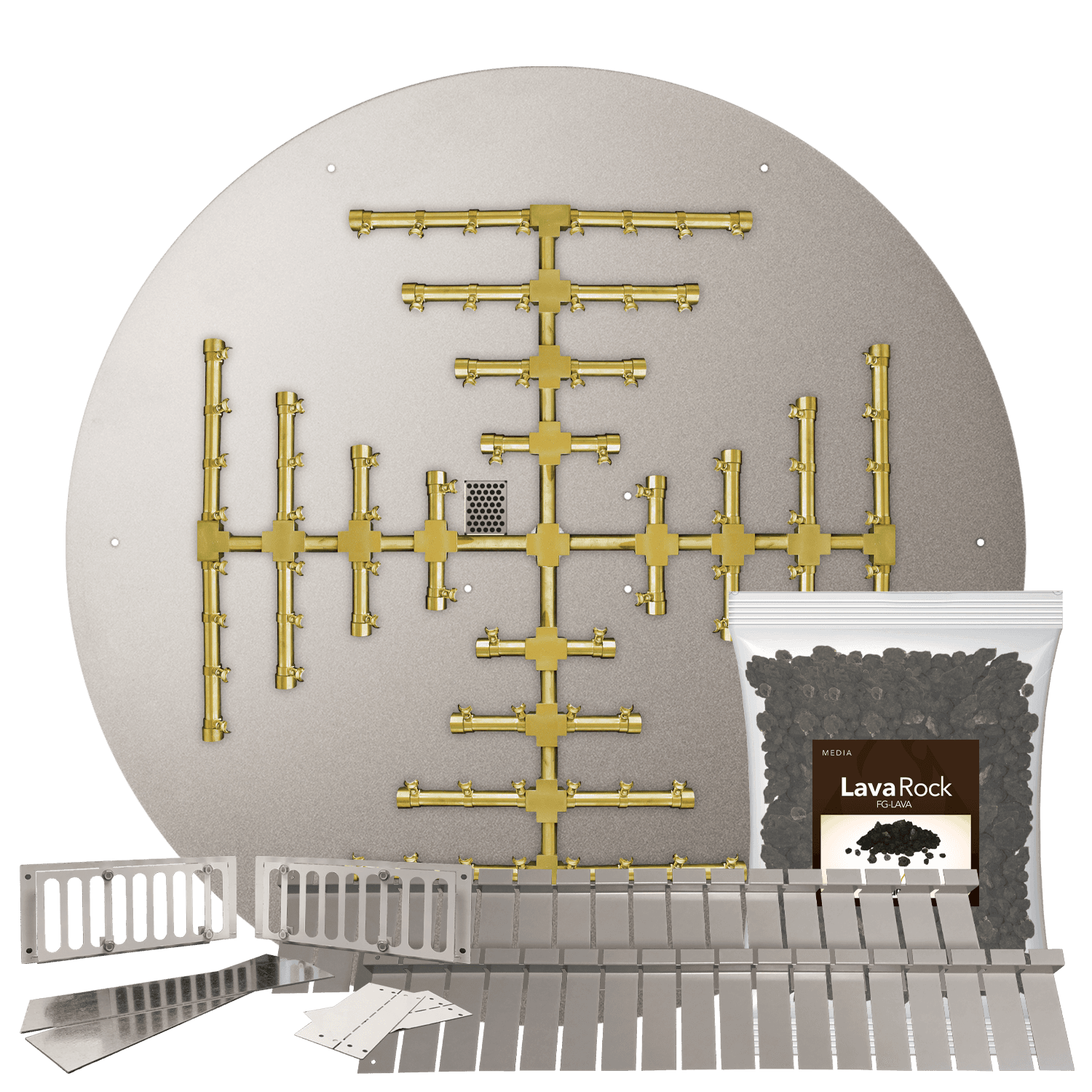 Firegear 30-Inch Propane Gas Pro Series Brass H-Burner Kit with Flex Line & Key Valve