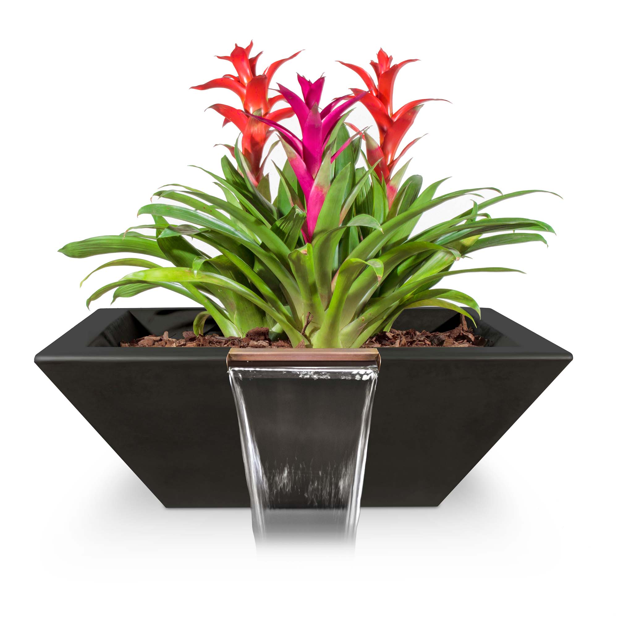 The Outdoor Plus Maya 30-Inch Square 65,000 BTU GFRC Concrete Natural Gas Fire Bowl with Match Lit Ignition - Chocolate thumbnail 1