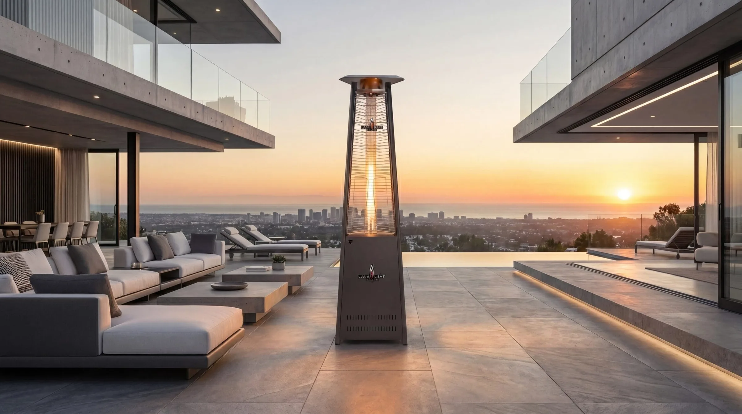 Lava Heat Italia flame tower and Infratech infrared patio heaters