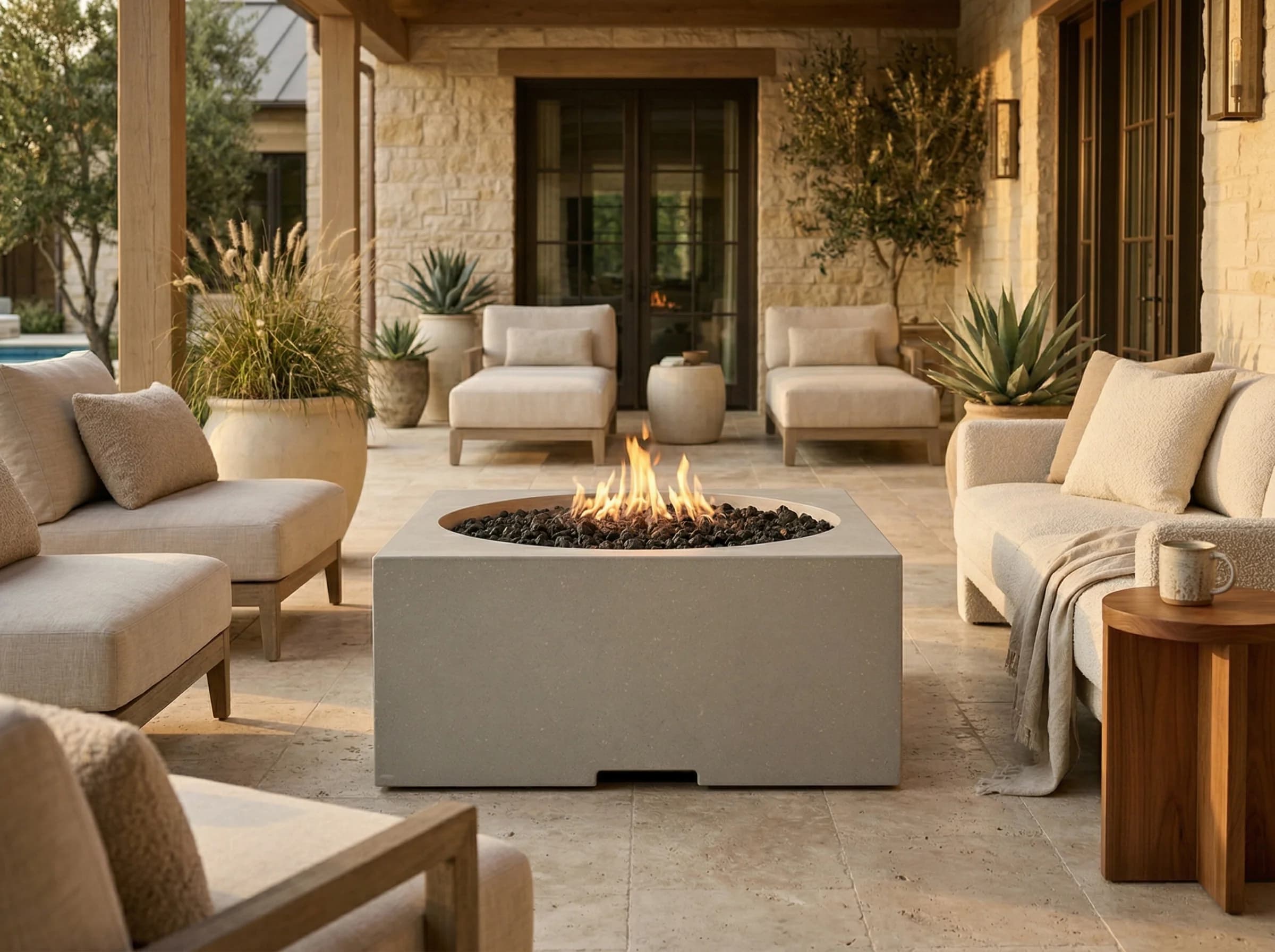 Prism Hardscapes Piazza 39-Inch 65,000 BTU Gas Square Fire Pit Table — image 1