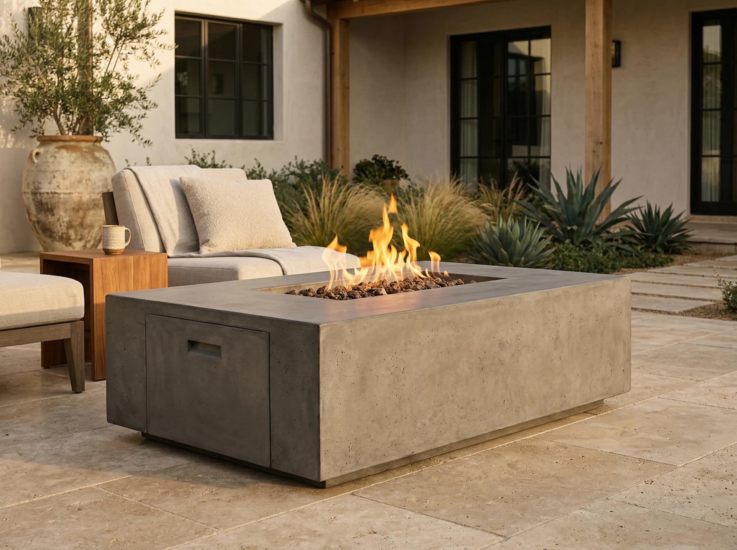 Prism Hardscapes Porto 68-Inch 65,000 BTU Propane Gas Rectangular Fire Pit Table - Ultra White — image 1