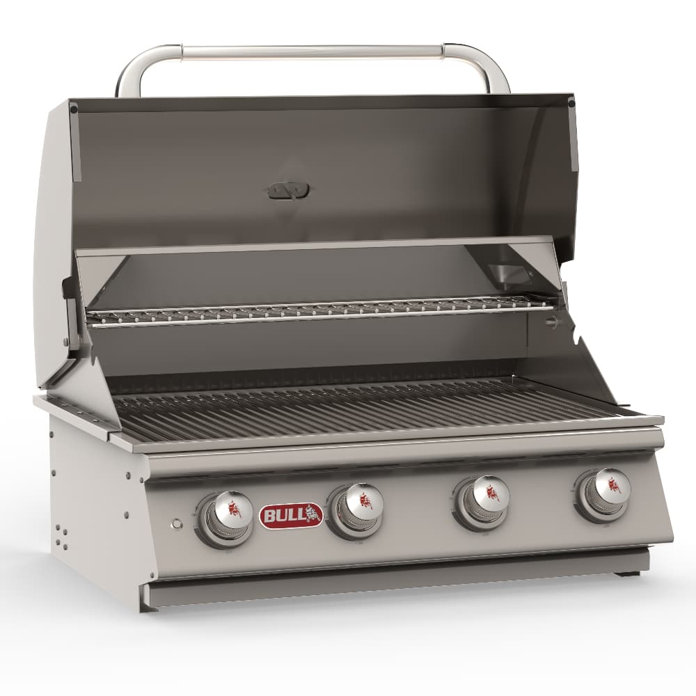 Bull BBQ Lonestar Select 30-inch 4-burner built-in natural gas grill with hood open