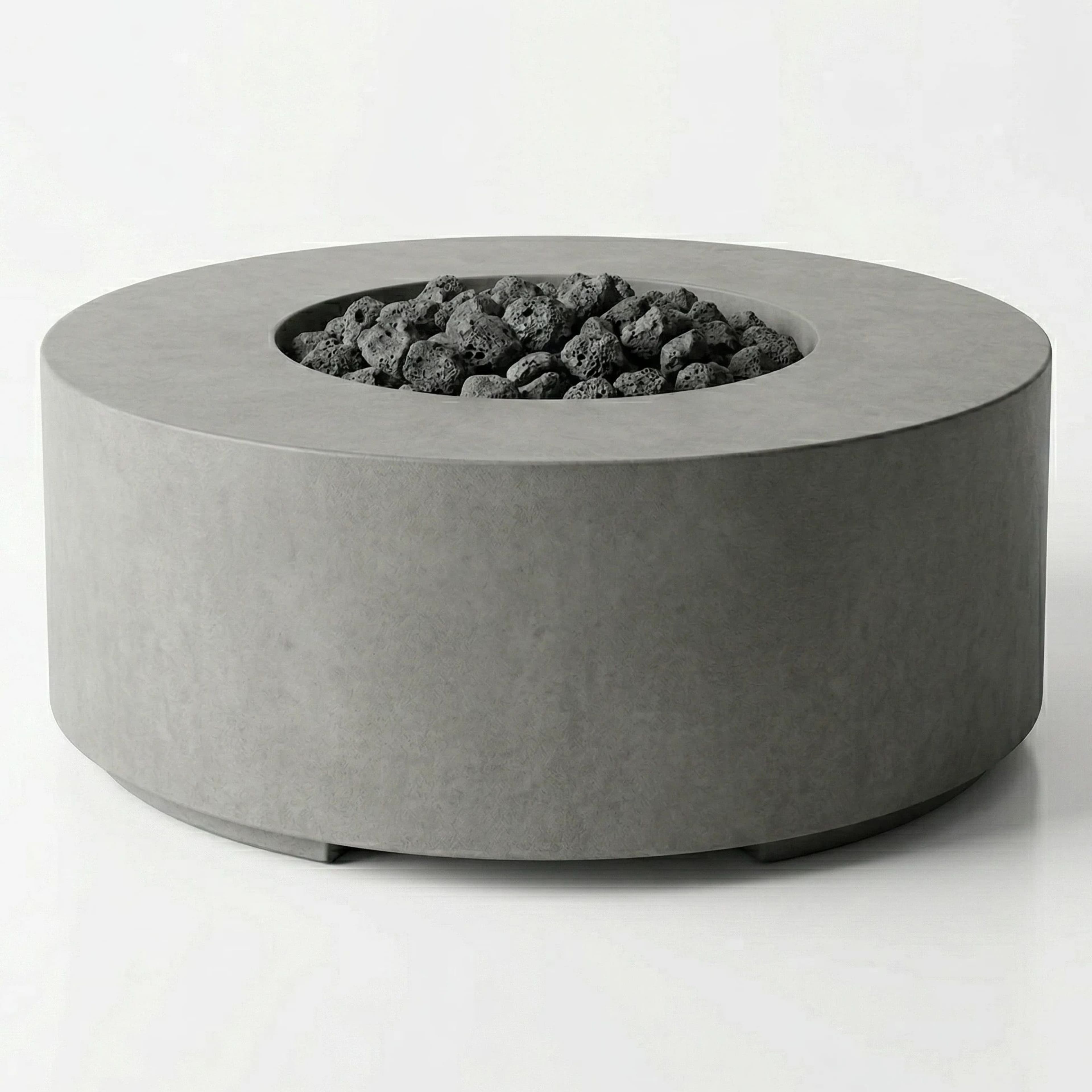 Prism Hardscapes Rotondo 48-inch round GFRC concrete gas fire pit table