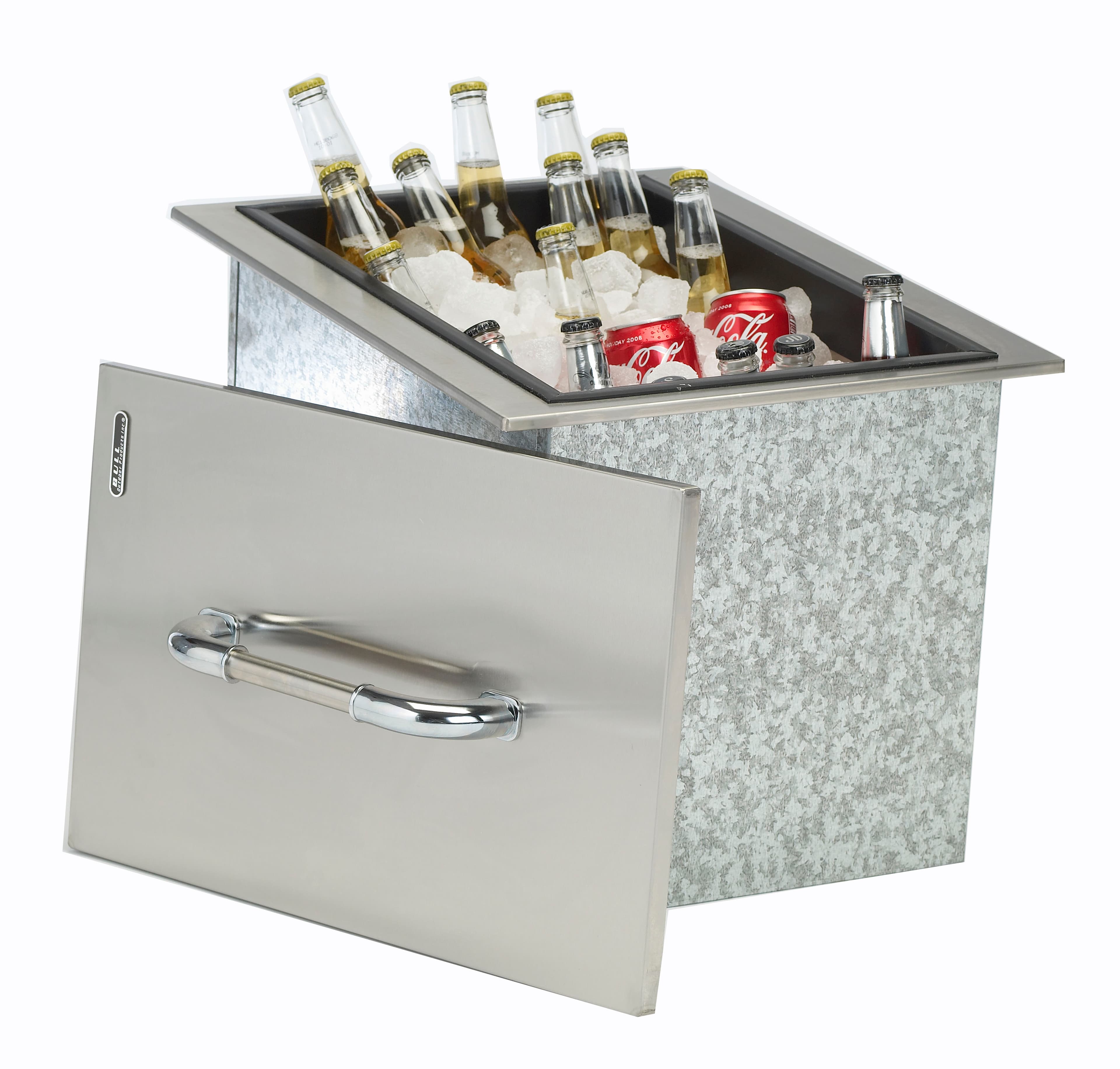 Bull BBQ 16-Inch Stainless Steel Drop-In Ice Bin Cooler with Removable Lid and Condiment Tray