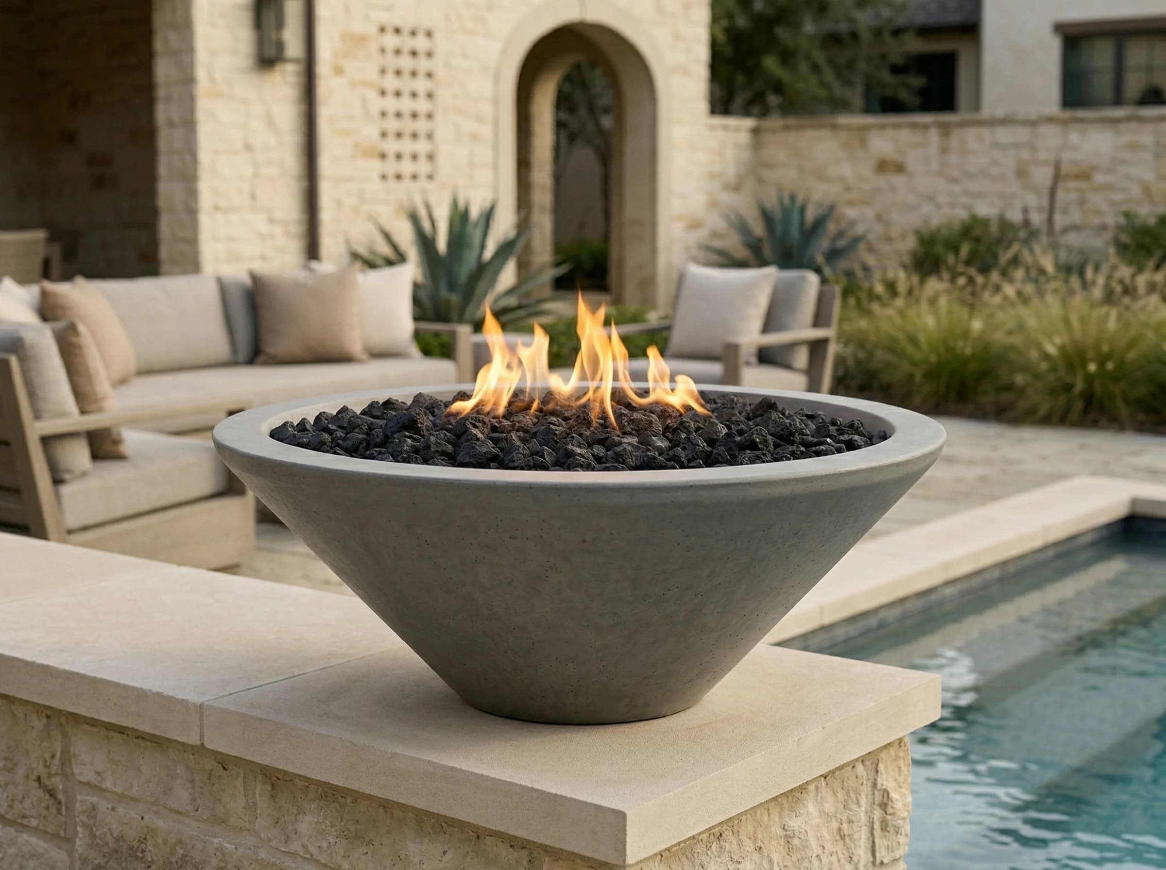 Prism Hardscapes Embarcadero Pedestal 31-Inch Round 65,000 BTU Gas Fire Pit Bowl — image 1
