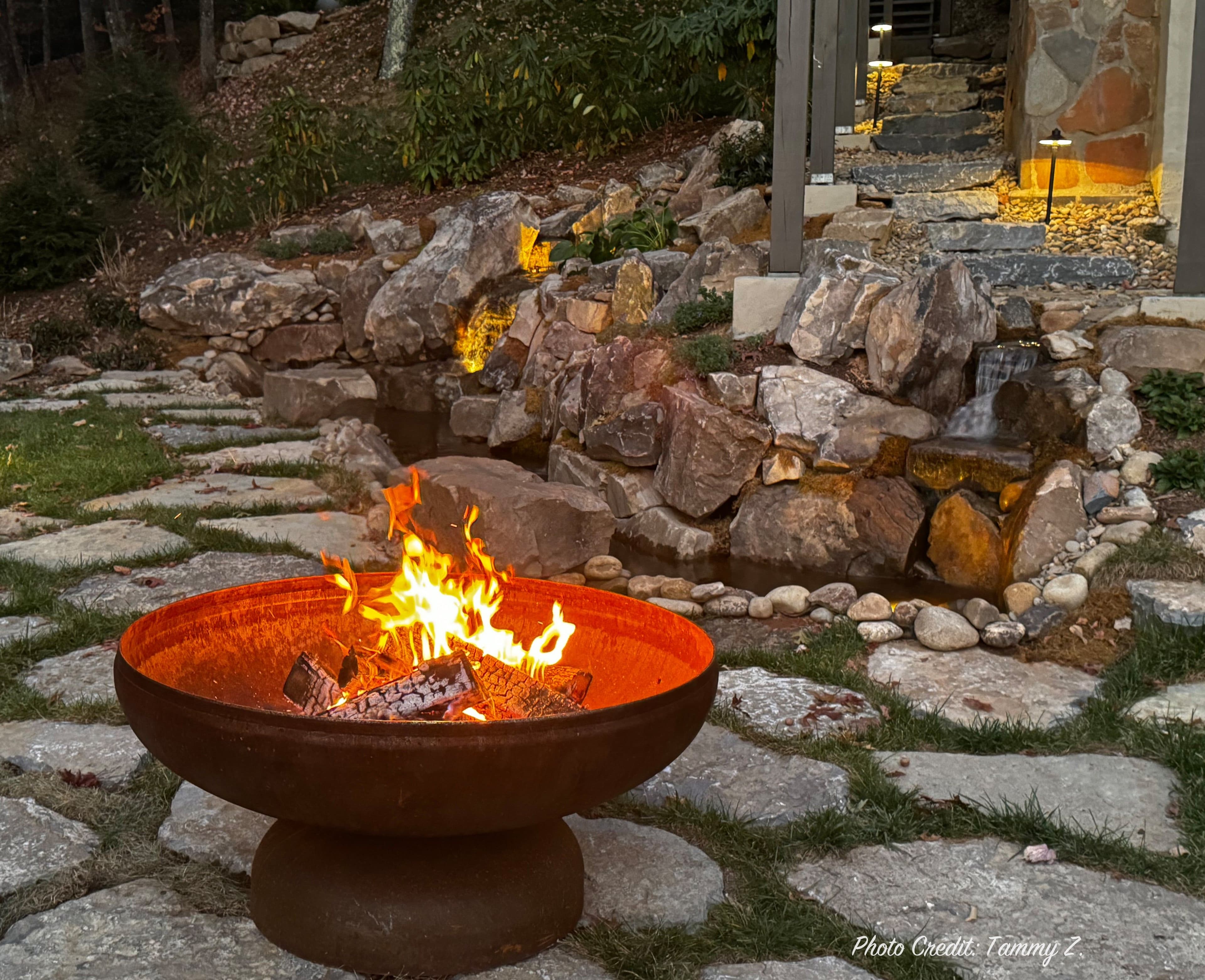 Ohio Flame Patriot fire pit in a backyard setting